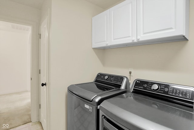 6869 W Winding, Mccordsville, IN 46055 - laundry room featuring cabinet space, visible vents, and washer and dryer