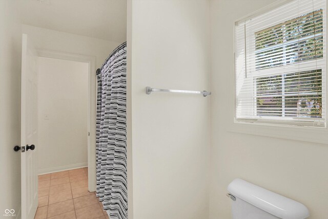 6869 W Winding, Mccordsville, IN 46055 - bathroom featuring toilet, a shower with curtain, baseboards, and tile patterned flooring