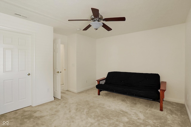 6869 W Winding, Mccordsville, IN 46055 - living area with visible vents, baseboards, a ceiling fan, and carpet