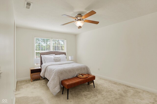 6869 W Winding, Mccordsville, IN 46055 - bedroom featuring visible vents, baseboards, a ceiling fan, and light colored carpet