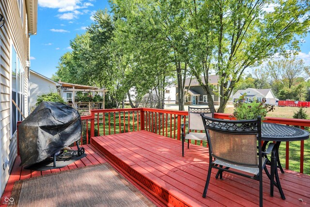 6869 W Winding, Mccordsville, IN 46055 - wooden deck with a residential view and a grill