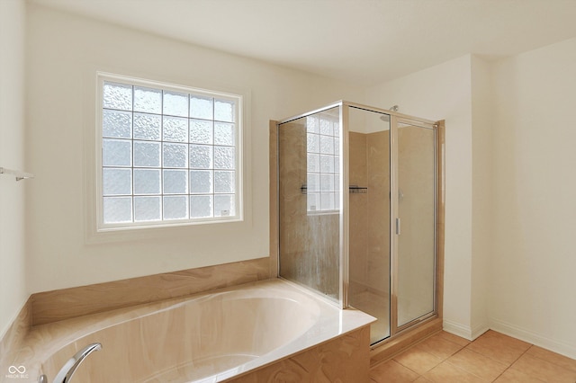 6869 W Winding, Mccordsville, IN 46055 - bathroom with tile patterned floors, a stall shower, and a garden tub