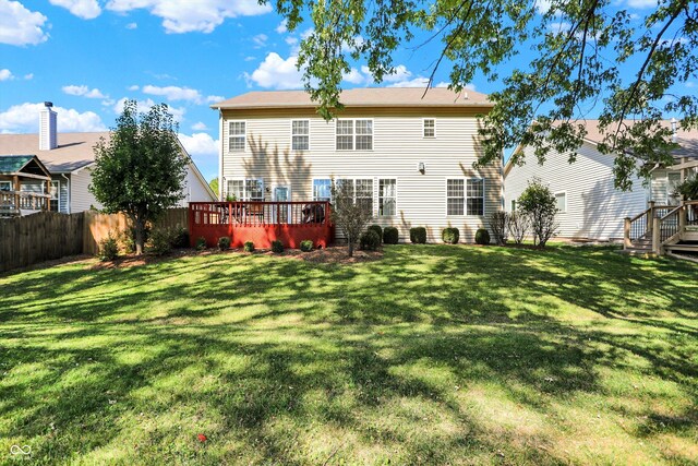 6869 W Winding, Mccordsville, IN 46055 - back of house with a yard, fence, and a deck