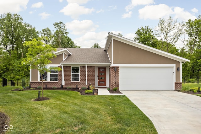 1024 Cyprian Way, Lebanon, IN 46052 - mid-century inspired home featuring brick siding, concrete driveway, a garage, and a shingled roof