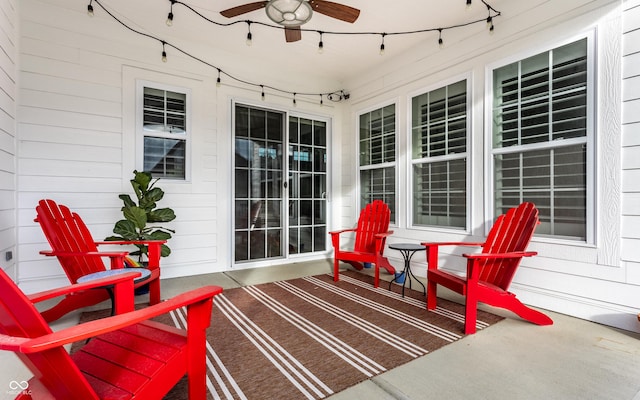 view of patio with ceiling fan