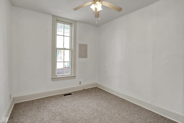 1157 Division St, Noblesville, IN 46060 - empty room featuring carpet, a ceiling fan, and electric panel
