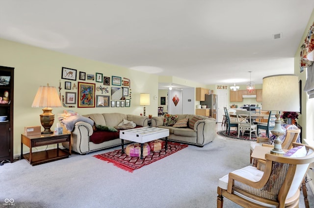 living room featuring carpet flooring