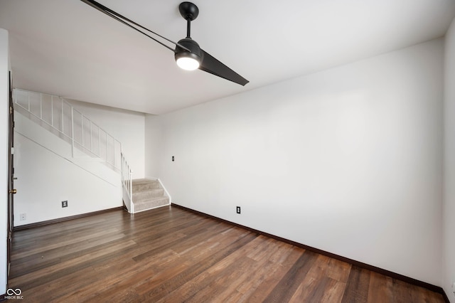 2804 Paso Del Norte Dr, Indianapolis, IN 46227 - unfurnished room with stairway, ceiling fan, baseboards, and wood finished floors