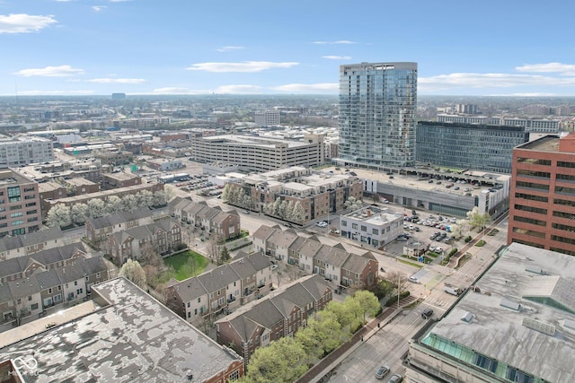 bird's eye view with a city view