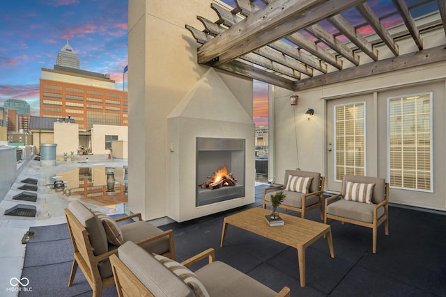 355 E Ohio St Unit 309, Indianapolis, IN 46204 - view of patio featuring an outdoor living space with a fireplace and a pergola