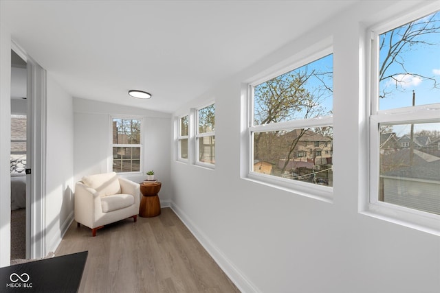 625 N Parker Ave, Indianapolis, IN 46201 - living area with wood finished floors, baseboards, lofted ceiling, and plenty of natural light