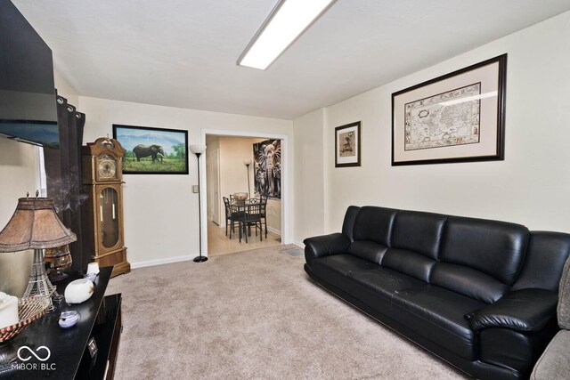 living room featuring baseboards and carpet