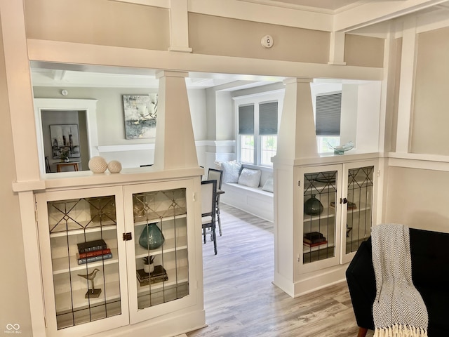 4205 Rookwood Ave, Indianapolis, IN 46208 - interior space featuring a decorative wall, ornate columns, and wood finished floors
