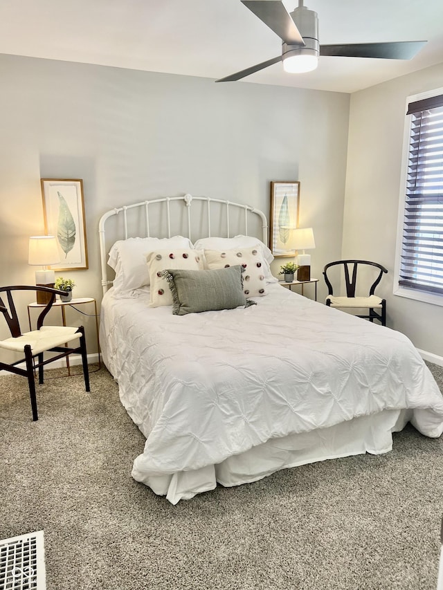 4205 Rookwood Ave, Indianapolis, IN 46208 - bedroom featuring carpet flooring, visible vents, baseboards, and a ceiling fan