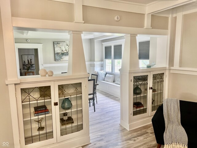 4205 Rookwood Ave, Indianapolis, IN 46208 - interior space with wood finished floors, decorative columns, and a decorative wall