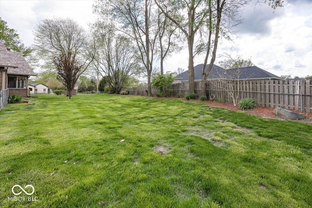 view of yard featuring a fenced backyard