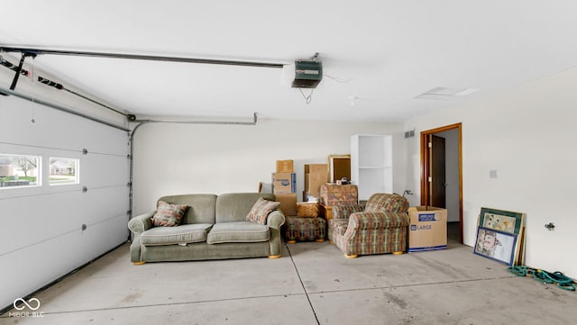 garage with a garage door opener