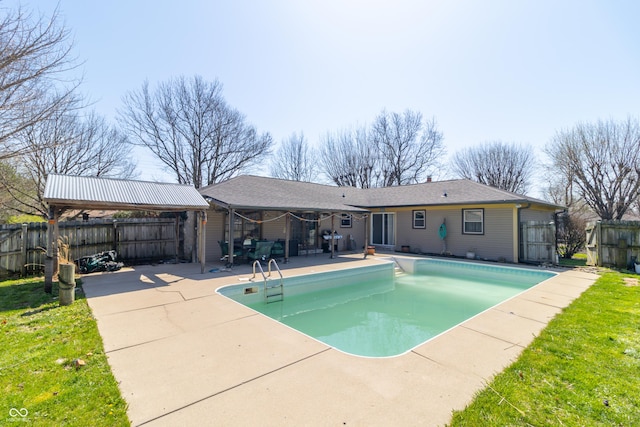 view of pool featuring a fenced in pool, a patio area, and a fenced backyard