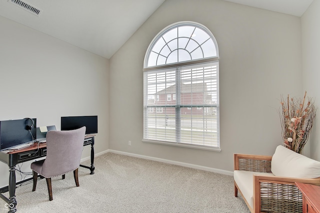 3799 Hoosier Down Dr, Bargersville, IN 46106 - office space with carpet floors, visible vents, lofted ceiling, and a wealth of natural light