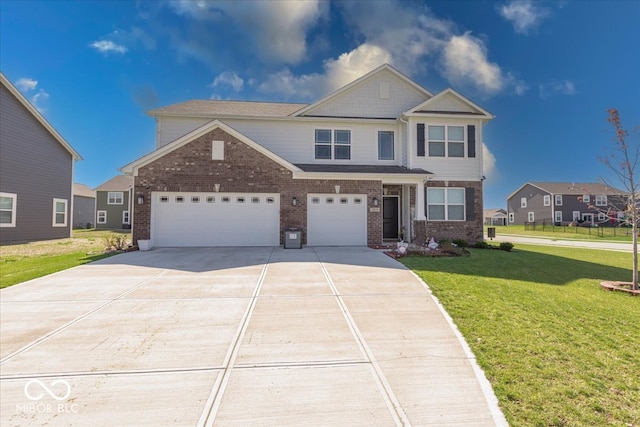 5839 Altar Bell Cir, Greenwood, IN 46143 - traditional home featuring driveway, a front lawn, and brick siding