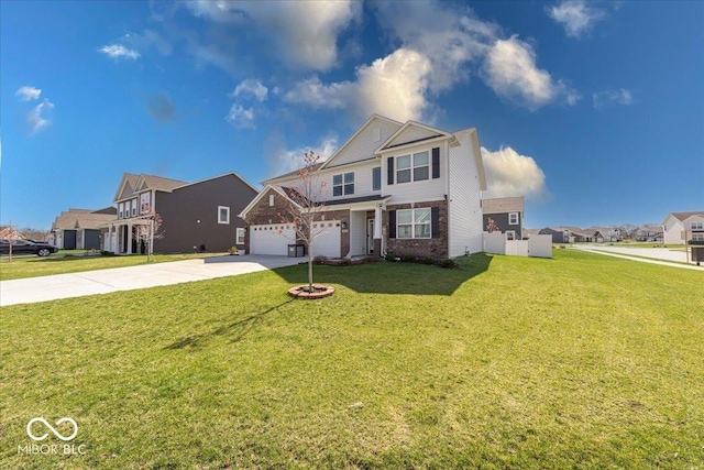 5839 Altar Bell Cir, Greenwood, IN 46143 - view of front of home featuring brick siding, a residential view, driveway, and a front yard