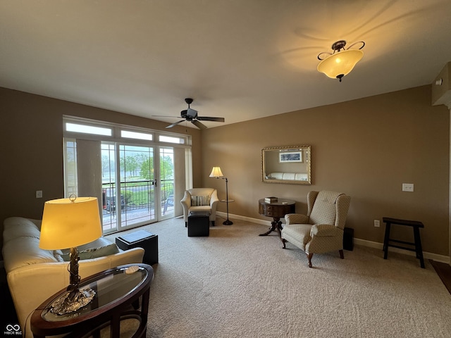 20971 Shoreline Ct Unit 214, Noblesville, IN 46062 - sitting room with a ceiling fan, baseboards, and carpet