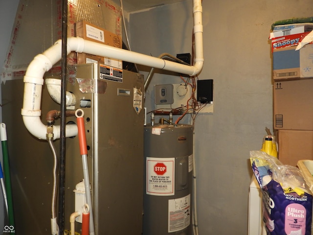 4920 E 34th St, Indianapolis, IN 46218 - utility room with water heater and heating unit