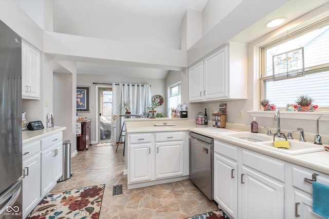 10518 Greenway Dr, Fishers, IN 46037 - kitchen featuring white cabinetry, a sink, and appliances with stainless steel finishes