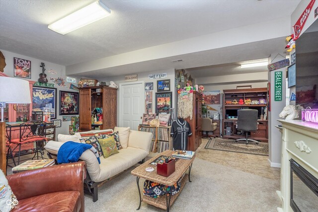 10518 Greenway Dr, Fishers, IN 46037 - carpeted living room with a textured ceiling