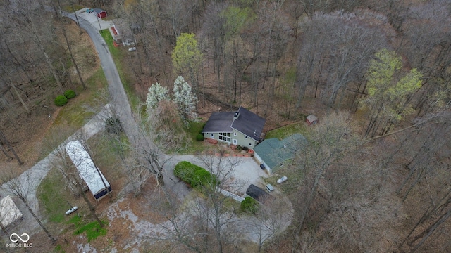 10495 Deer Run Rd, Poland, IN 47868 - bird's eye view featuring a wooded view