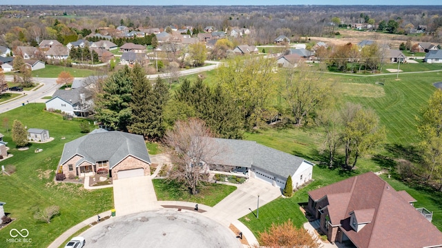 birds eye view of property with a residential view
