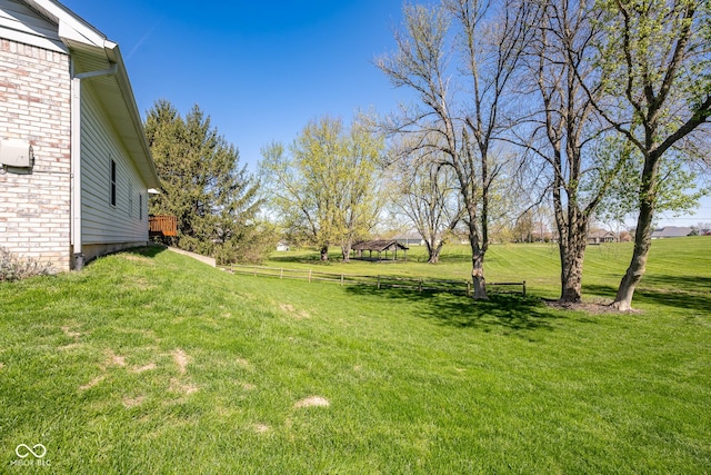 view of yard featuring fence