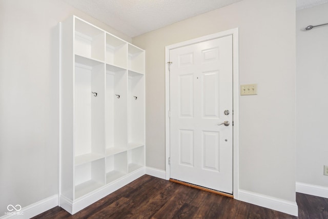 10303 Memorial Knoll Dr, Indianapolis, IN 46234 - mudroom with a textured ceiling, baseboards, and dark wood finished floors