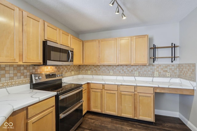 10303 Memorial Knoll Dr, Indianapolis, IN 46234 - kitchen featuring dark wood-type flooring, appliances with stainless steel finishes, and light brown cabinets