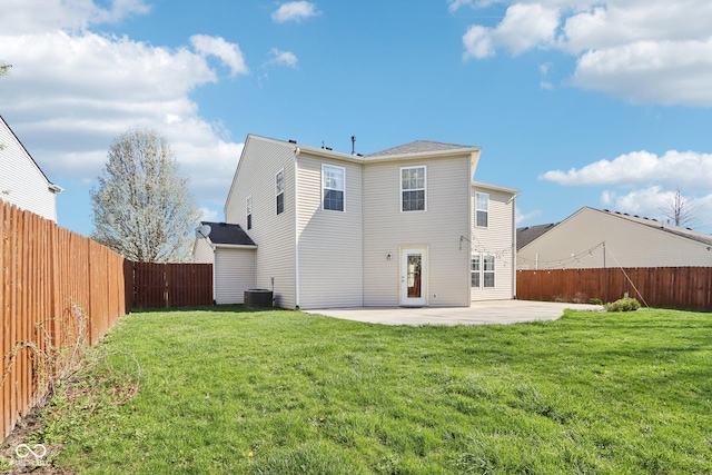 10303 Memorial Knoll Dr, Indianapolis, IN 46234 - back of house with a yard, a fenced backyard, cooling unit, and a patio