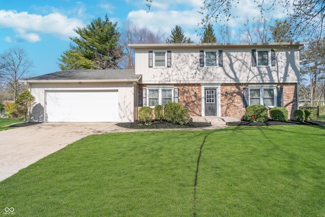 4106 Armon Ct, Carmel, IN 46033 - colonial-style house featuring brick siding, an attached garage, a front lawn, and concrete driveway