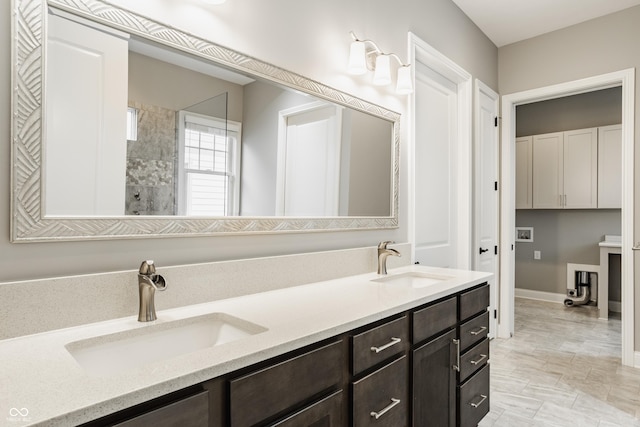 528 Dylan Dr, Carmel, IN 46032 - full bath with double vanity and tiled shower