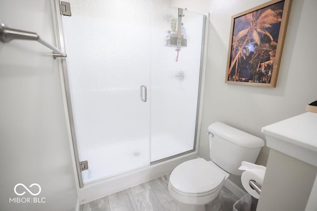 8917 N Old State Road 37, Bloomington, IN 47408 - bathroom with toilet, baseboards, and a stall shower