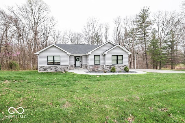 8917 N Old State Road 37, Bloomington, IN 47408 - ranch-style house featuring a front lawn and stone siding
