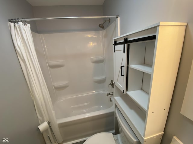 1546 Kappes St, Indianapolis, IN 46221 - bathroom with toilet and shower / bath combo with shower curtain