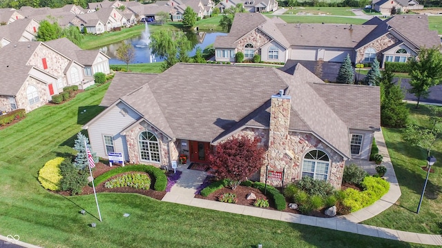 7971 Cool Hollow Pl, Indianapolis, IN 46237 - birds eye view of property featuring a water view and a residential view