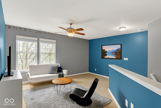 8531 Aberdeenshire Ct, Indianapolis, IN 46259 - living area featuring a ceiling fan and carpet flooring