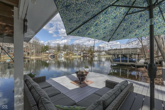 7668 Heather Dr, Nineveh, IN 46164 - dock with a water view and outdoor lounge area