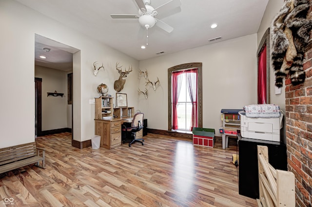3864 N US Highway 231, Greencastle, IN 46135 - office with visible vents, ceiling fan, and light wood-style flooring