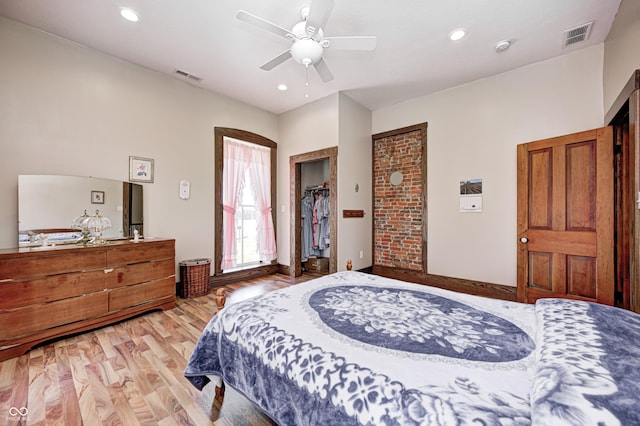 3864 N US Highway 231, Greencastle, IN 46135 - bedroom with light wood-type flooring, a ceiling fan, visible vents, and recessed lighting