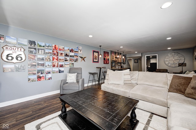4644 Shelby Cir, Greenwood, IN 46143 - living area with baseboards, recessed lighting, and wood finished floors