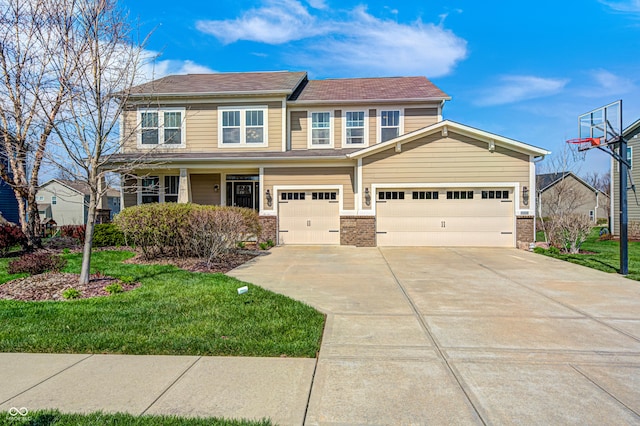 4644 Shelby Cir, Greenwood, IN 46143 - view of front of property featuring an attached garage, concrete driveway, and a front lawn
