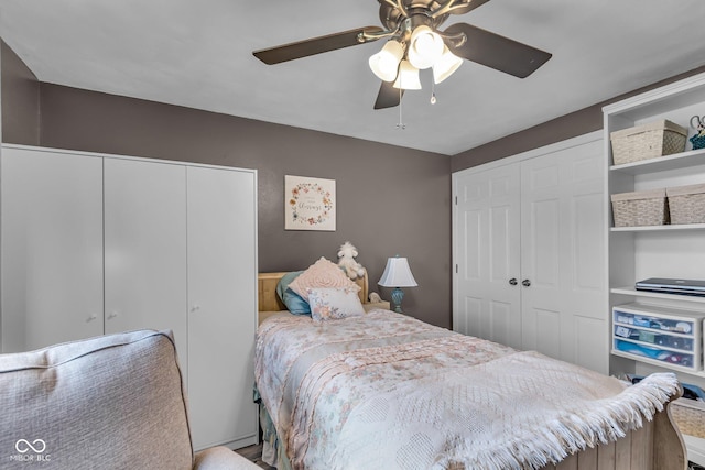 bedroom with a closet and ceiling fan