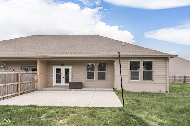 2144 Connie Ct, Franklin, IN 46131 - rear view of property with french doors, a patio, and roof with shingles
