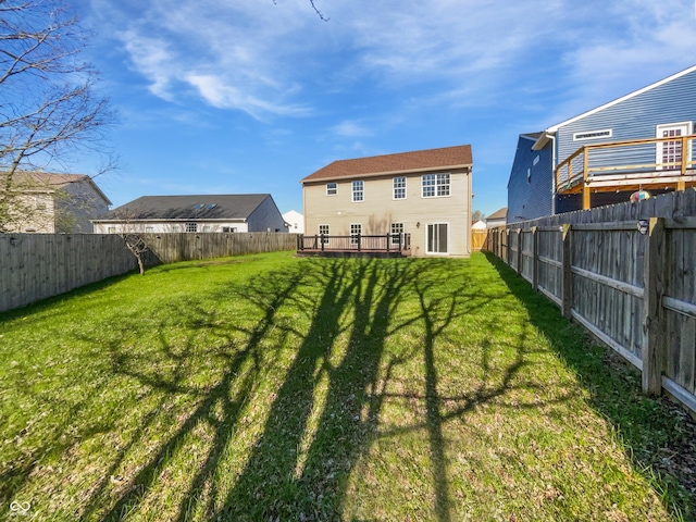 8251 Garden Ridge Rd, Indianapolis, IN 46237 - back of house with a fenced backyard and a lawn